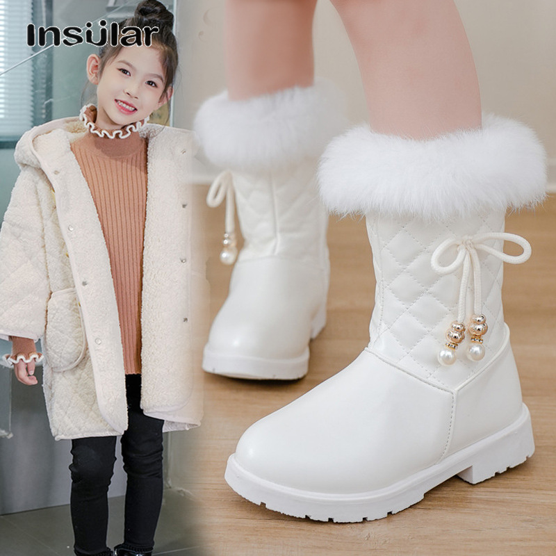Insular Children's boots, girls' snow boots, middle-aged children's warm princess boots, midsole boots