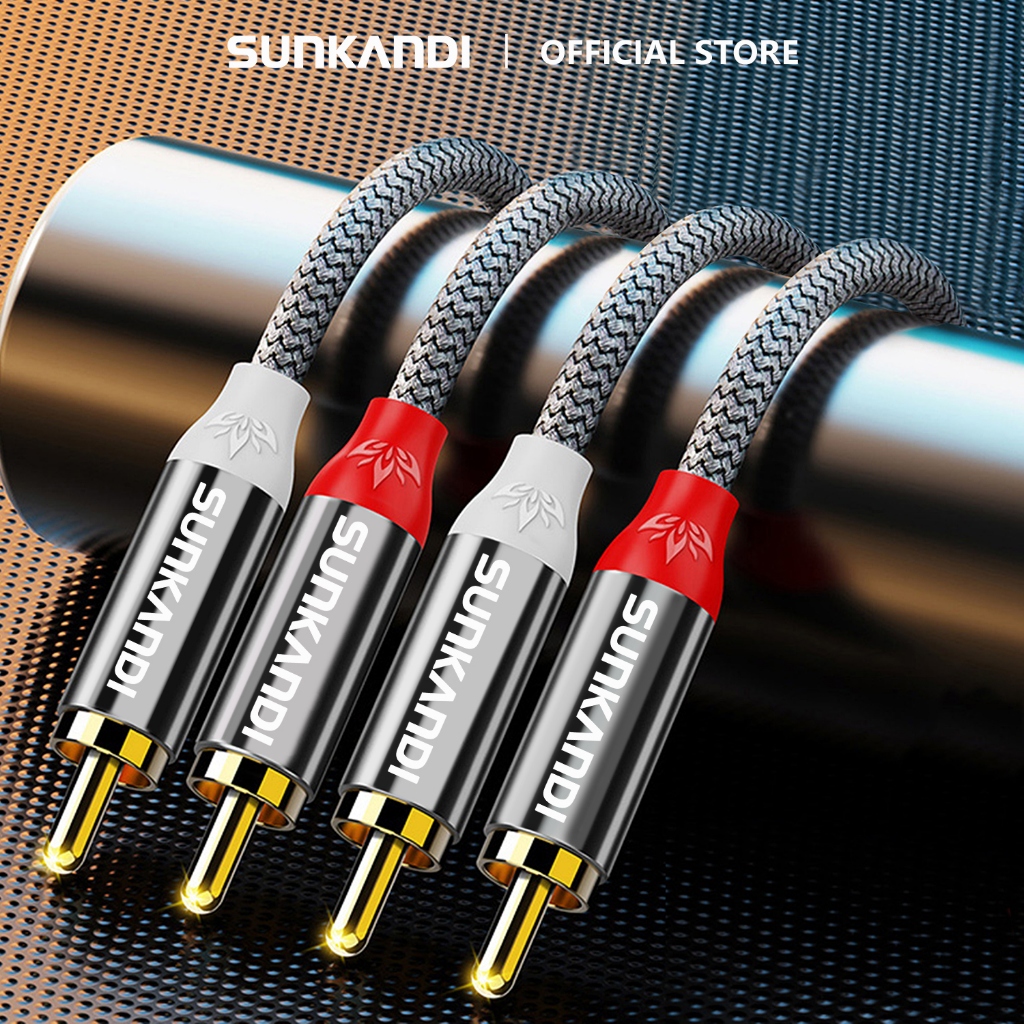 SUNKANDI Audio Cable 2RCA To 2RCA Male Stereo Gold Plated Cable For Home Theater ราคา 99 บาท*ส่งฟรี