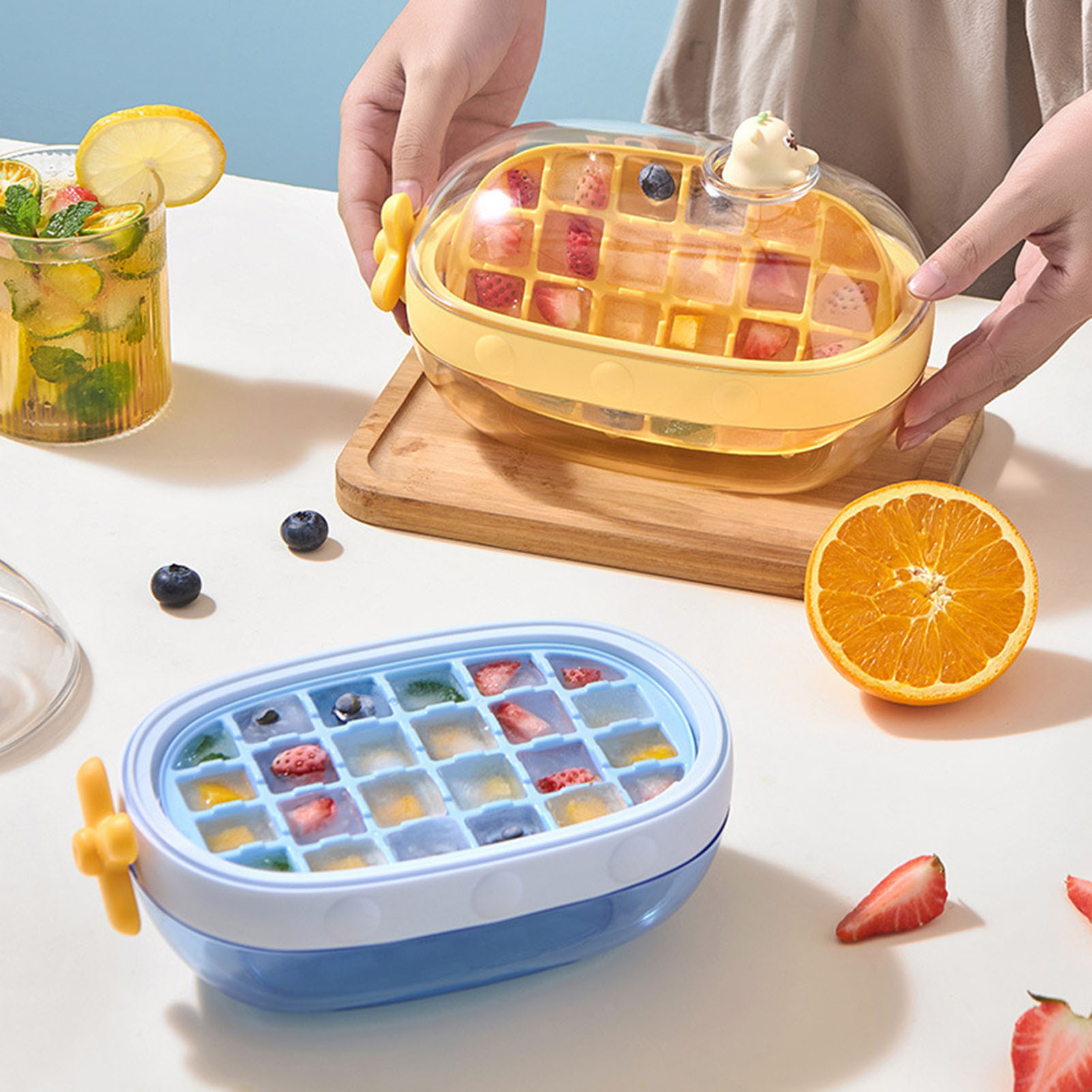 Flexible Ice Cube Tray Diy Ice Mold for Freezer Hands-free Stackable Ice Tray for Home Bar Bpa-free Leakproof Ice Maker for Freezer Juice Beverage Favorite
