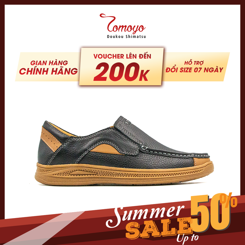 Giày lười nam da bò thật cao cấp tomoyo tmn23601