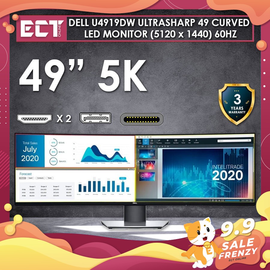 DELL U4919DW 49" 5K UltraSharp Curved USB-C (5120x1440) 8MS IPS LED Monitor