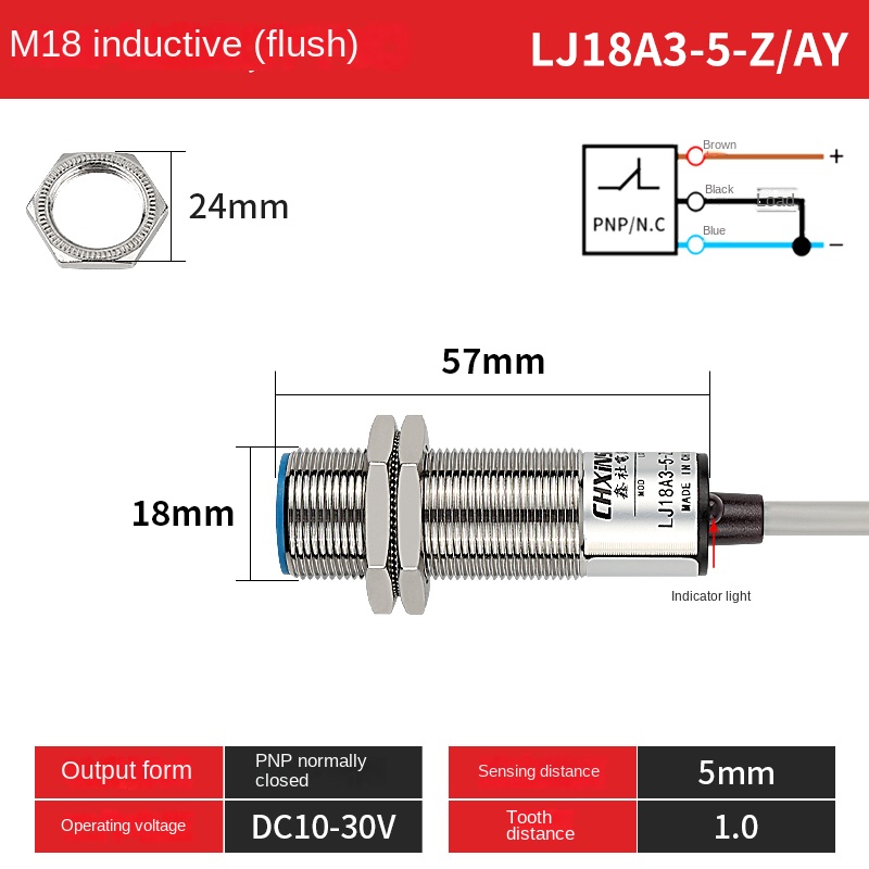 LJ18A3-5-Z/AY Cảm Biến Tiệm Cận Chxinshe | Tùy chọn LJ18A3-5 / LJ18A3-8 Công Tắc NPN/PNP NO NC M18 | Phát Hiện Kim Loại 5mm / 8mm