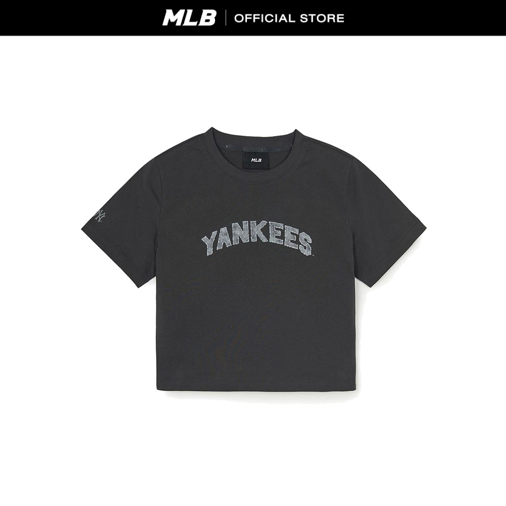 MLB T-Shirts Women'S Denim-Like Lettering Big Lux Cropped T-Shirt Model 3FTSM0553 50CGS Charcoal Grey ราคา 1,791 บาท*ส่งฟรี