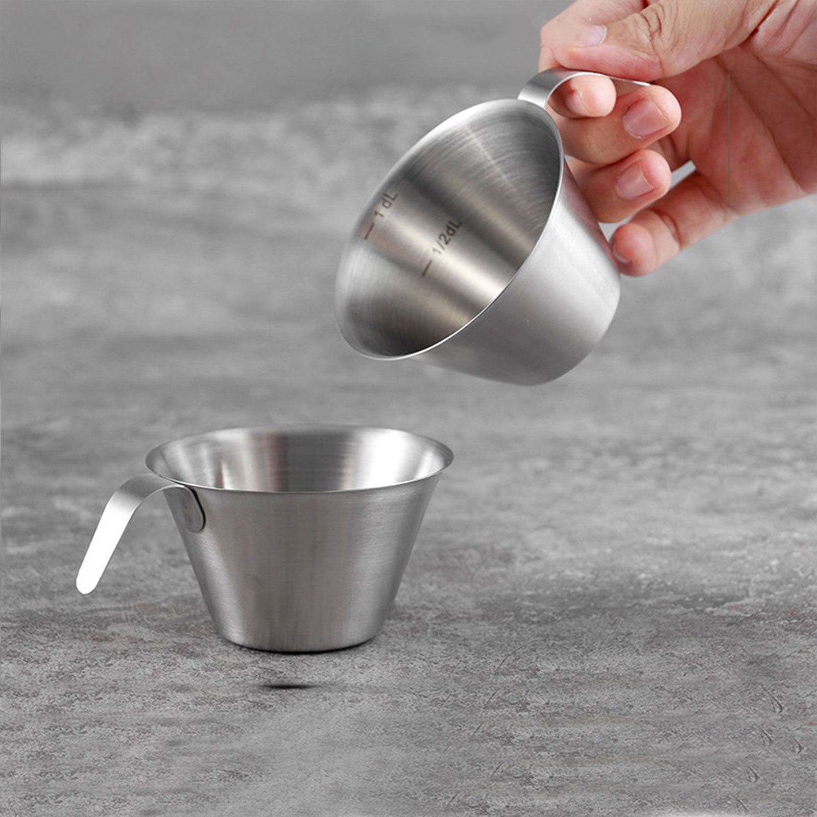 Stainless Steel Measuring Cup Espresso Coffee Cup 100ML Espresso Mugs With  Handle Coffee Measuring Cup Scale Cups Latte Milk Jug