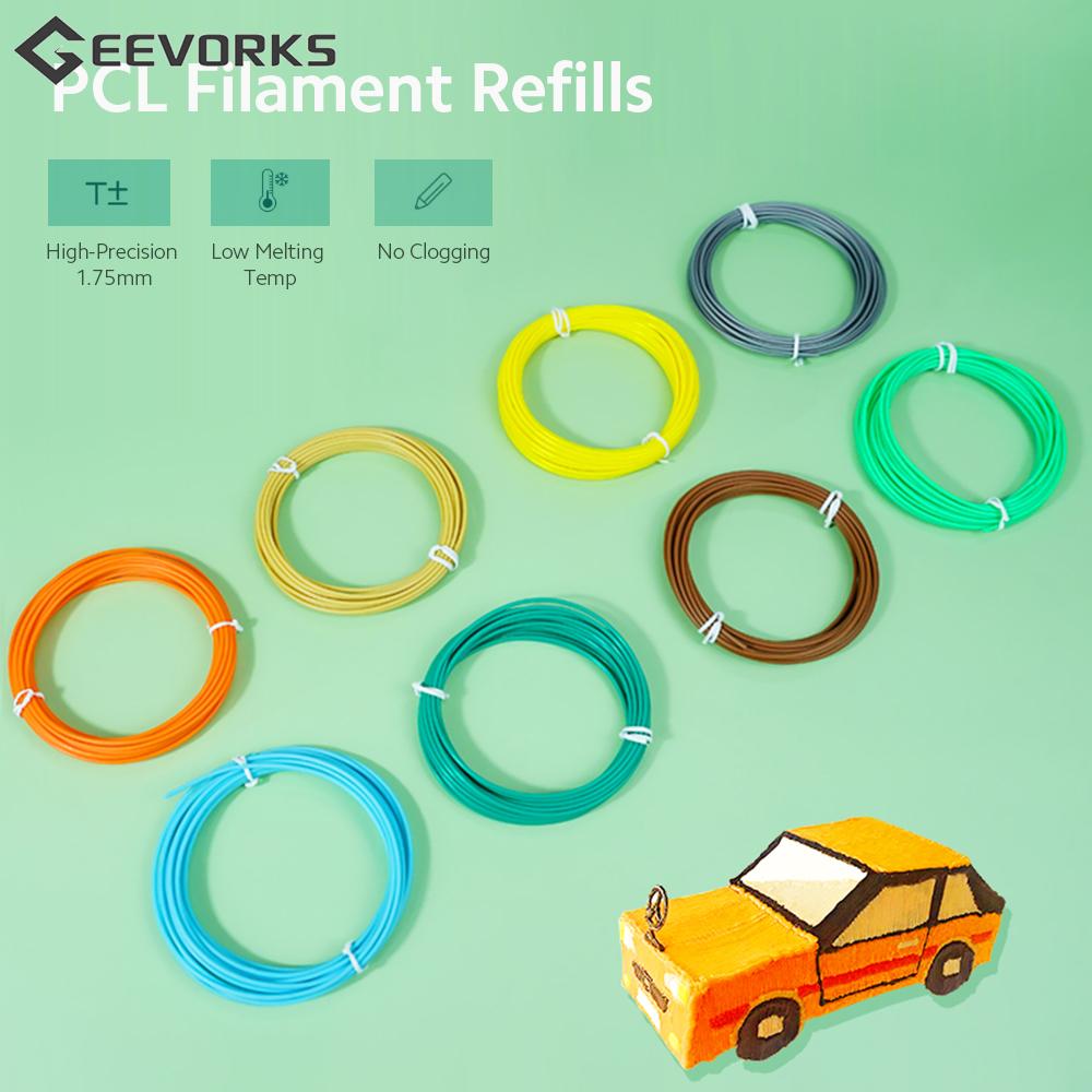 Geevorks 3D Printing Pen PCL Filament Refills High-Precision 1.75mm Diameter Low Melting Temp No Clogging 10 Pcs/Pack Random Colors ราคา 216 บาท*ส่งฟรี
