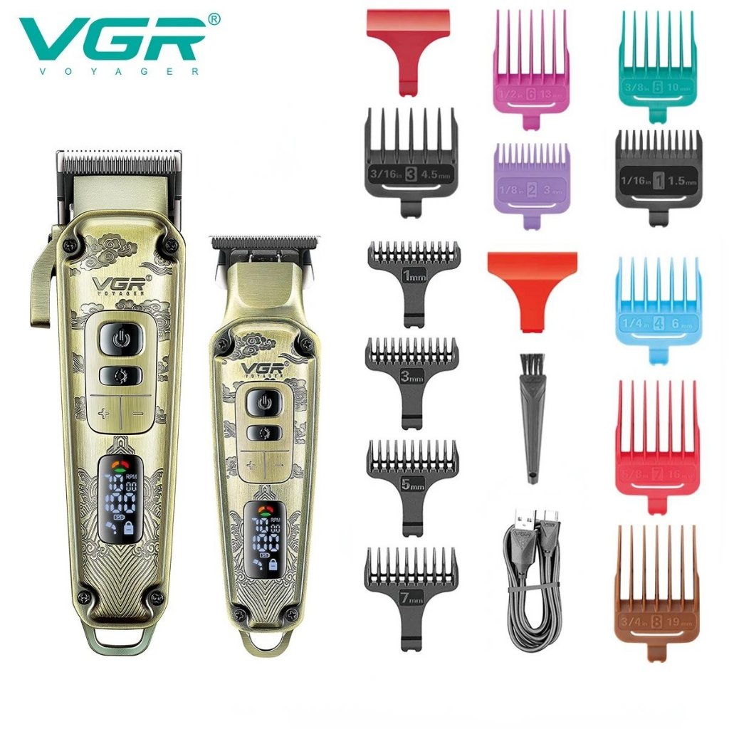 Combo Tông Đơ Cắt Tóc Cao Cấp VGR V-005 Và Tông Đơ Chấn Viền VGR V-901 VGR005 VGR901