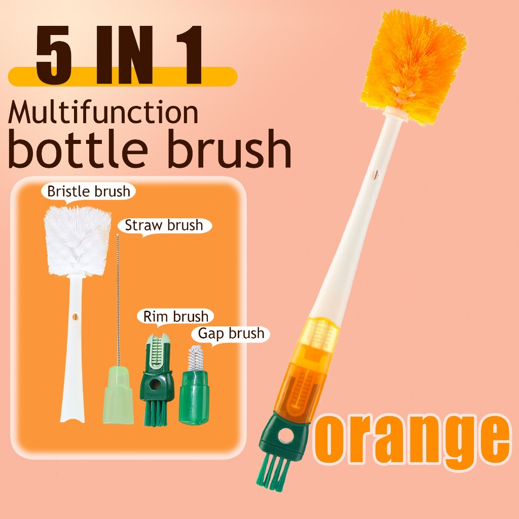 5 in 1 tumbler cleaner brush set Long Handle Milk Bottle Brush Cup Cleaning Wash Cup Brush for baby bottle