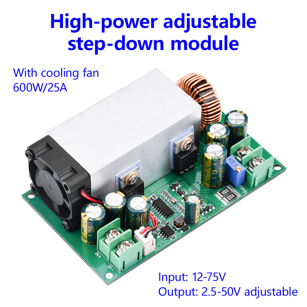 Dc-dc bo mạch chuyển đổi mô-đun giảm điện áp dc 12v-75v đến 5-48v 25a có thể điều chỉnh bước điện áp bộ chuyển đổi giảm