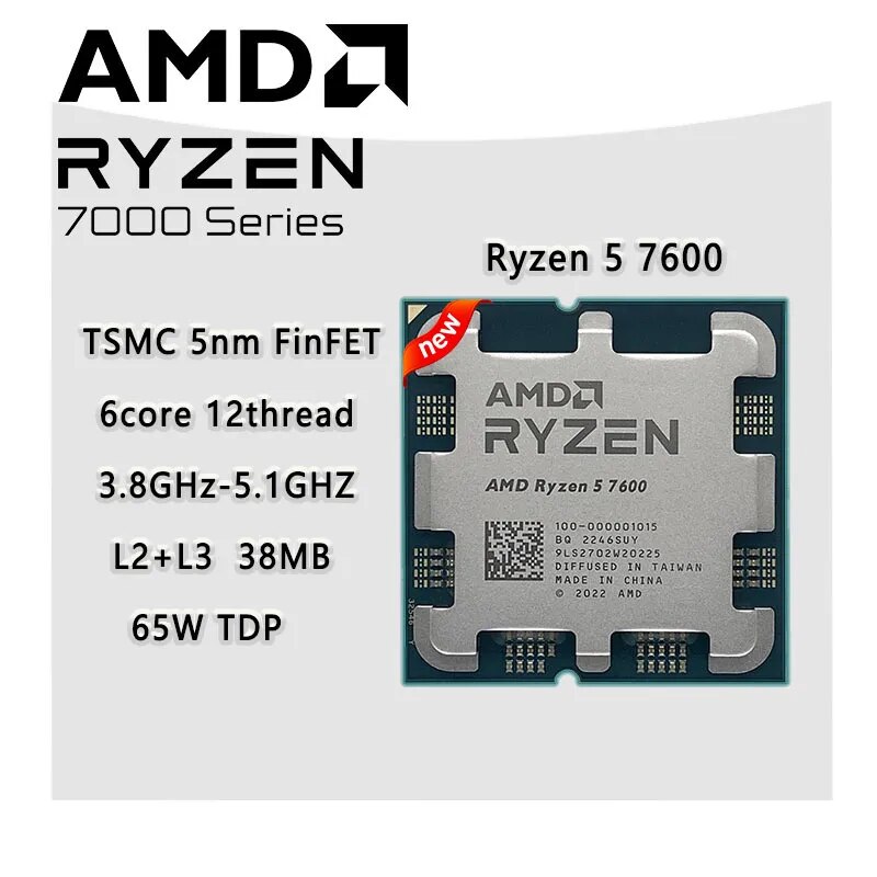 Amd Ryzen 5 7600 6-Core 12-Thread Processor With Radeon Graphics