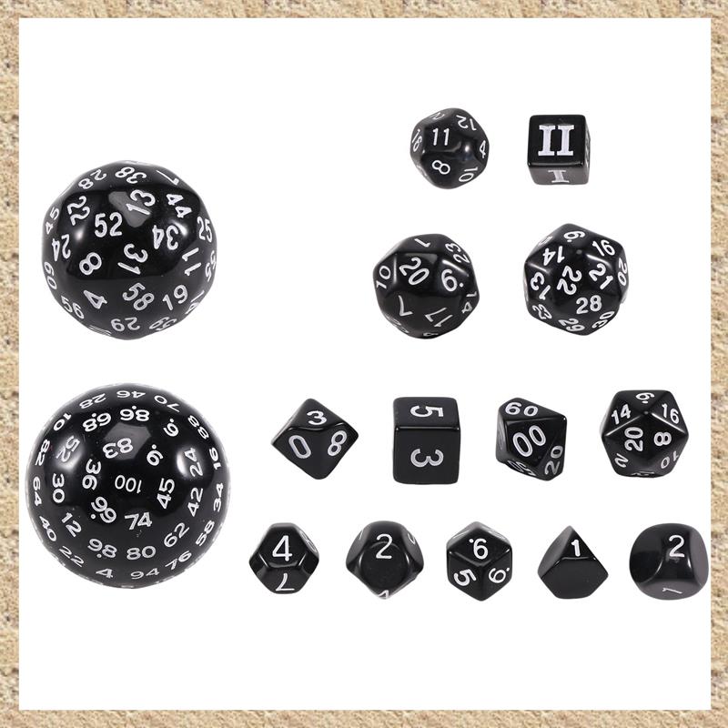 (KYSB) 15Pieces Complete Polyhedral DND Dice Set D3-D100 Spherical Dice Set100 Sides Dice Set for Ro