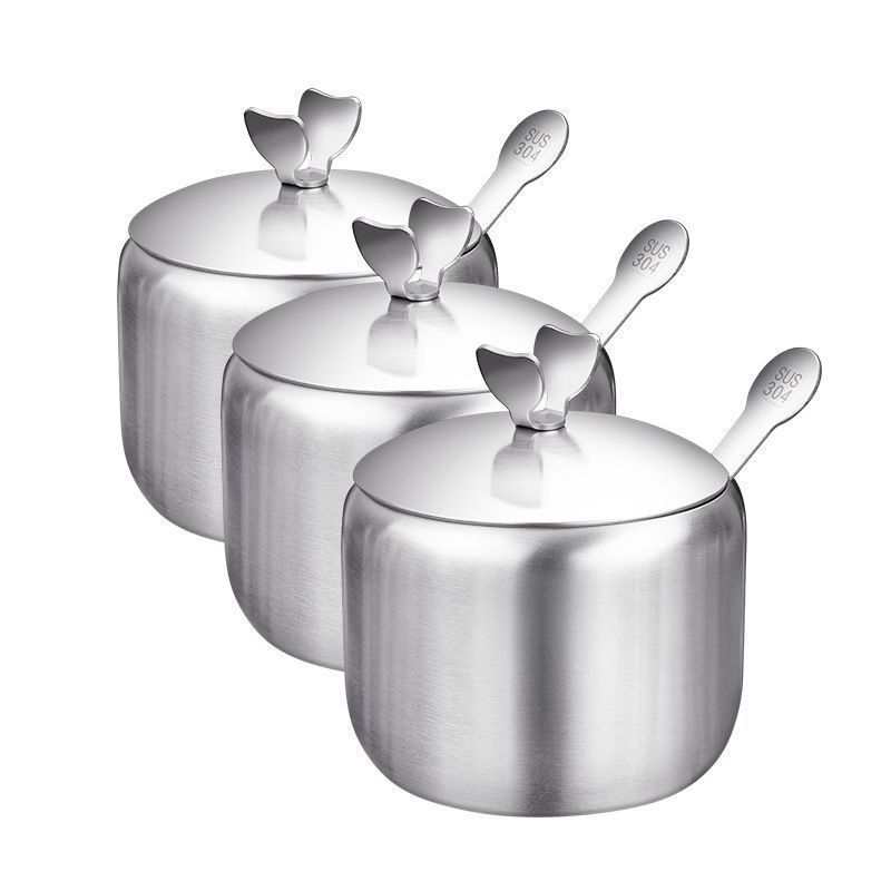 Hũ đựng gia vị Inox 304 cao cấp kèm muỗng, lọ đựng gia vị 250ml chống gỉ, bền đẹp cho nhà bếp