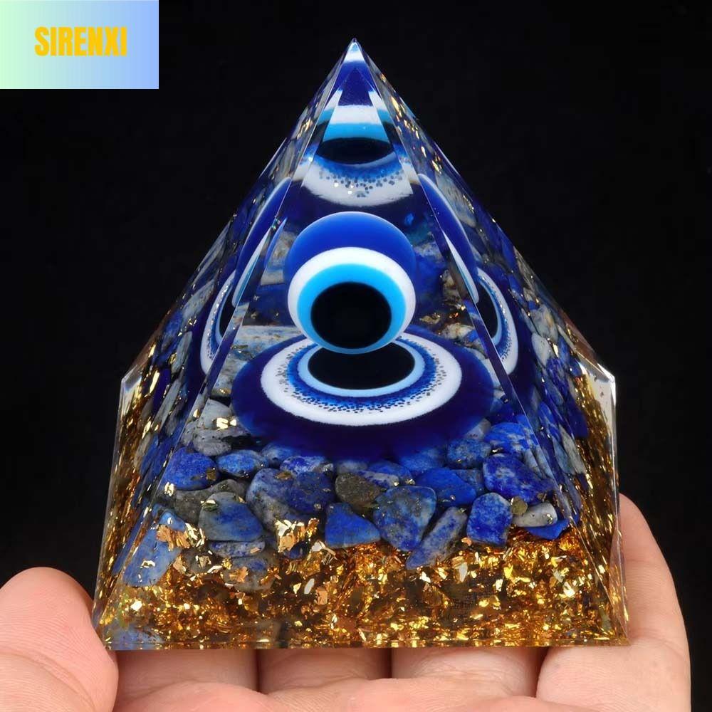 SIRENXI โชคลาภ รูปปั้นพีระมิด หินคริสตัล หยดกาว ปิรามิดตาปีศาจ งานศิลปะ องค์กรพลังงาน ของตกแต่งตาปีศาจ สำนักงานที่บ้าน