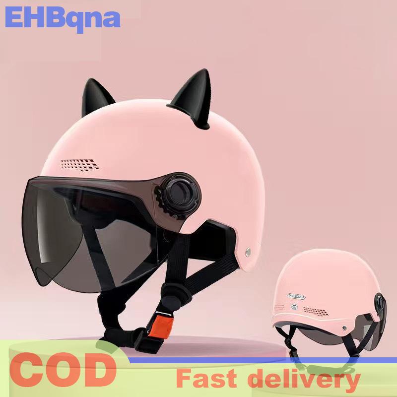 EHBqna หมวกกันน็อคมอเตอร์ไซค์ครึ่งใบน่ารักน้ำหนักเบาหมวกกันน็อควินเทจหมวกกันน็อคสำหรับผู้ใหญ่ทุกฤดูกาลที่ผ่านการรับรอง ราคา 177 บาท*ส่งฟรี