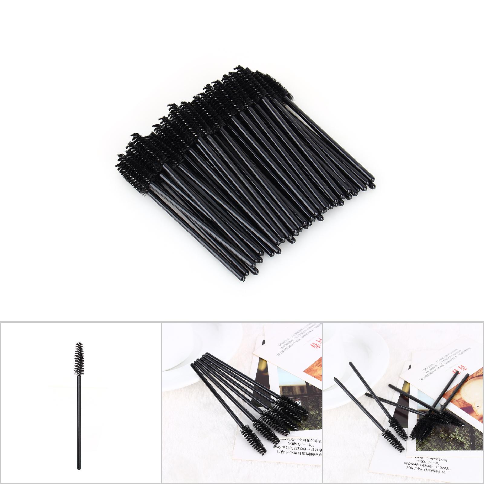 Mascara Bàn chải cọ chuốt mascara Applicator lông mi mở rộng dụng cụ trang điểm cọ chải lông mày 50 cái/bộ Đen