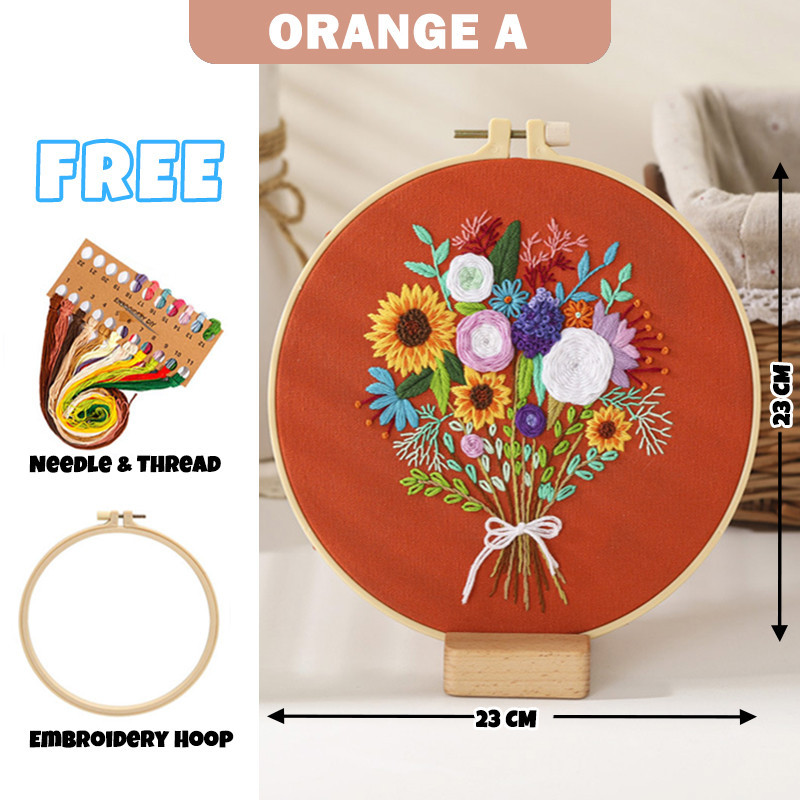 DIY Embroidery Craft Kit Material Set Flower Pattern Needlework Accessories Set Sulaman DIY 刺绣材料包