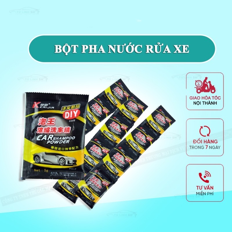 10 Gói Bột Rửa Xe Ô Tô, Xe Máy Car Shampoo Powder An Toàn Cho Sơn Xe-Cozy520 Giá 39,000 Đồng*Miễn phí vận chuyển