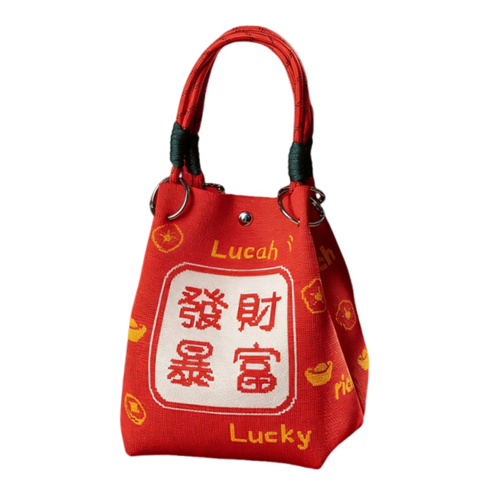 YUXEANPENG Dây chuyền thêu Túi xách đan Công suất lớn Vải Polyester Túi đeo chéo Di động Phong cách hoạt hình Trung Quốc Túi xô Quà tặng năm - 7