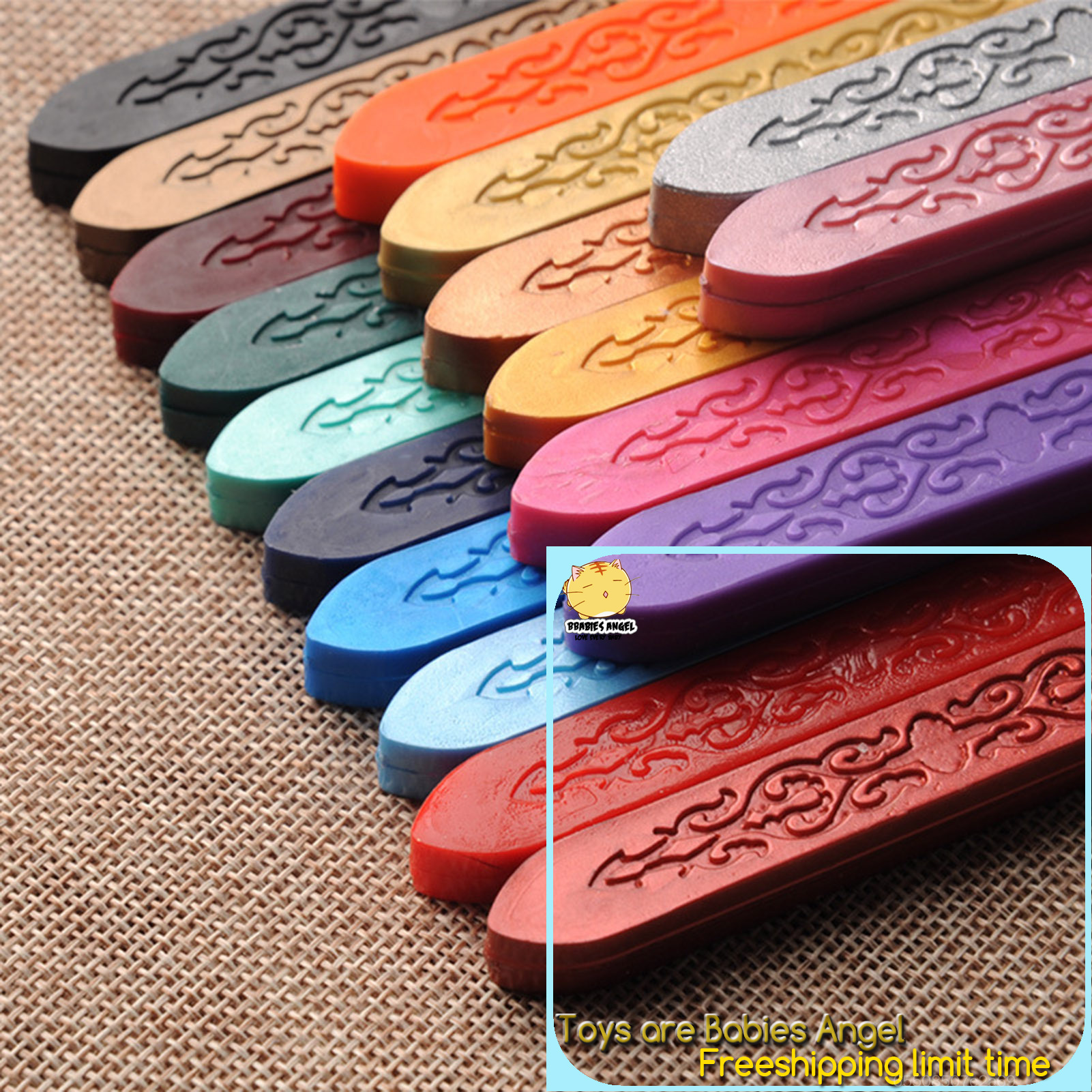BBabies Ancient Sealing Wax Stick Antique Metallic Totem Fire Manuscript Seal Wax for Wedding Party Invitation Gift Wrap Envelope Angel-MY