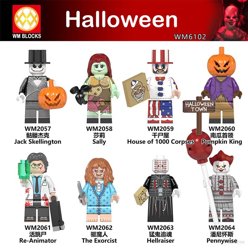 lz- Halloween Minifigure Building Block Pumpkin King Dolls Toys For Kids Action Figure Home Decor Gift For Boys Compatible with Lego