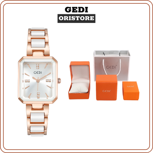 Đồng hồ nữ chính hãng dây thép mặt vuông GEDI 7702 bảo hành 12 tháng chống nước tốt