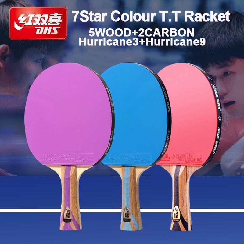 Original DHS 7Star Table Tennis Racket 5Wood+2Carbon Ping Pong Bat Paddle with Hurricane3/Hurricane9 Rubber Long Pimple Bat ราคา 2,750 บาท*ส่งฟรี