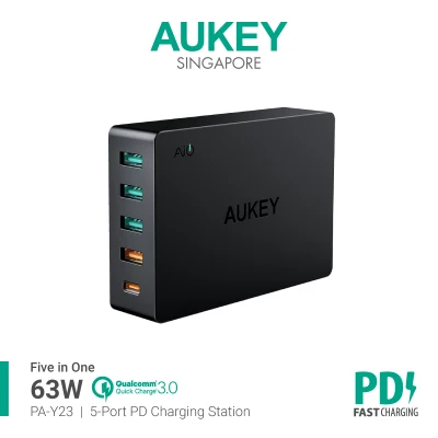 Aukey PA-Y23 USB-C 63W 5-Port Fast Charge PD Universal Charging Port Station (18 Month Local Warranty)