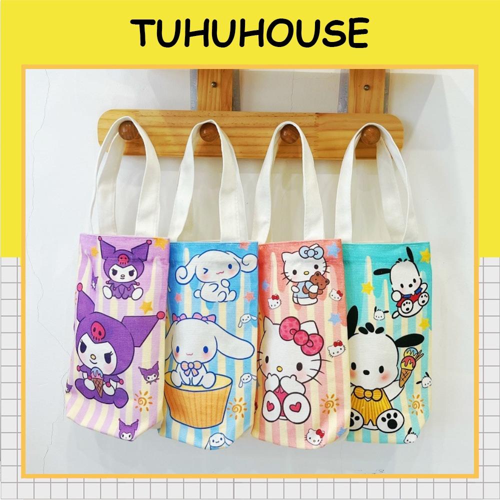 Túi canvas Sanrio đựng ly giữ nhiệt dễ thương, túi đựng bình nước tiện lợi đi học đi làm - TUHUHOUSE