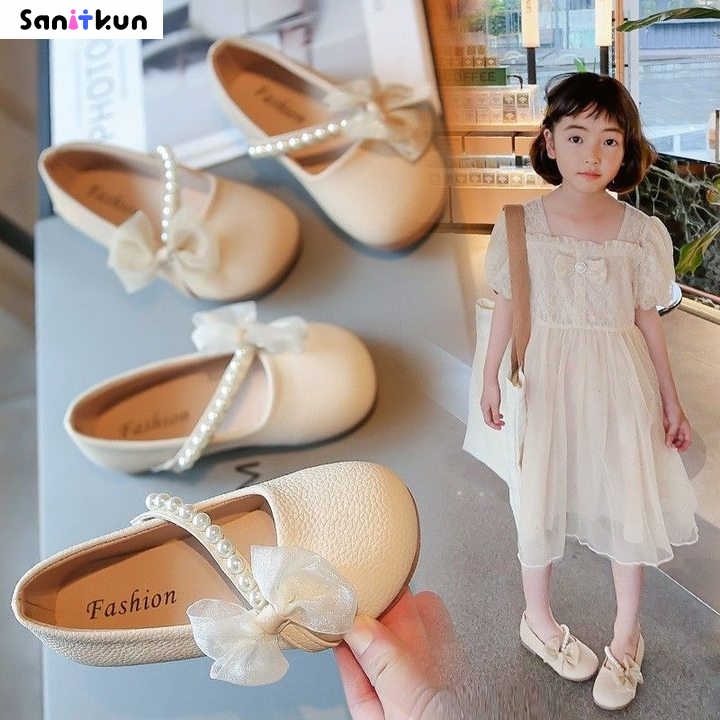 Girls leather shoes new white pearl little girl baby soft sole foreign