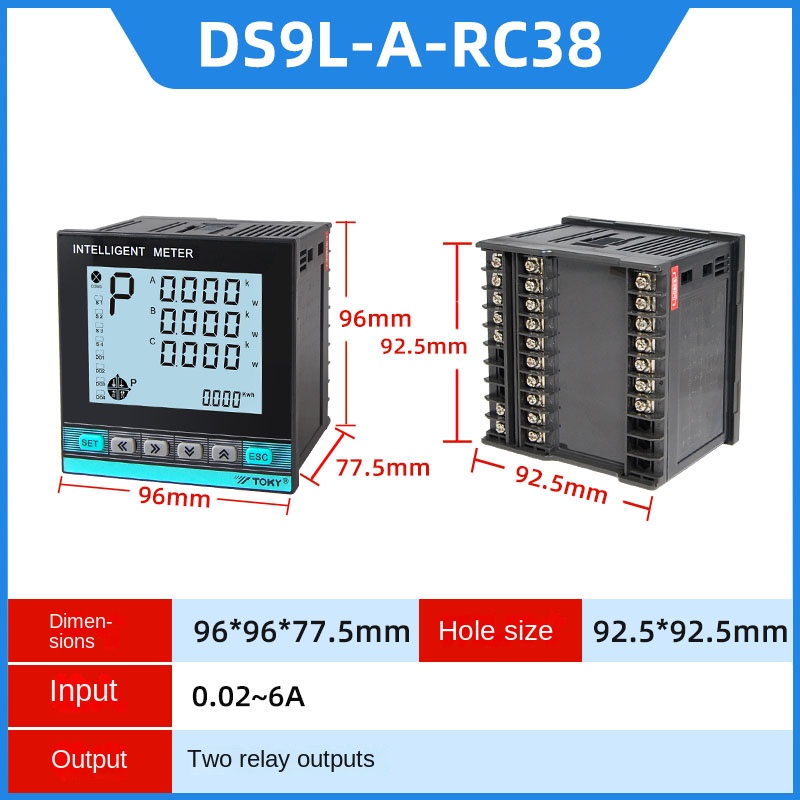 Đồng Hồ Đo Điện 3 Pha DS7L/DS9L-W-RC38/A30 - TOKY | Đo Điện Áp, Dòng Điện, Công Suất, Kết Qủa Đo Chính Xác - DS9L-A-RC38