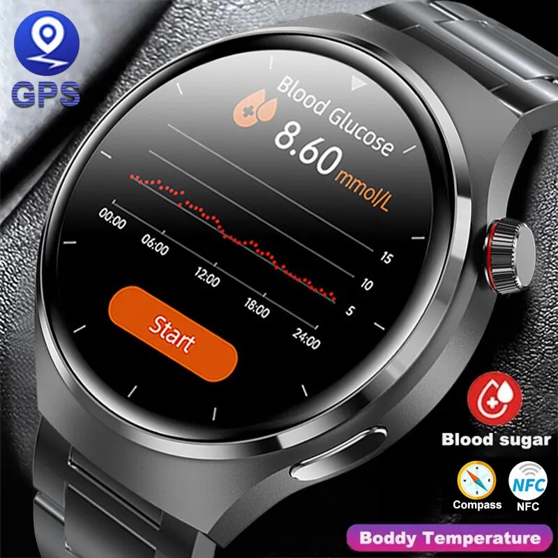 2024 new blood sugar smart watch men for huawei gt4 pro watch 4 gps nfc bluetooth call heart rate ip68 waterproof smartwatch+box