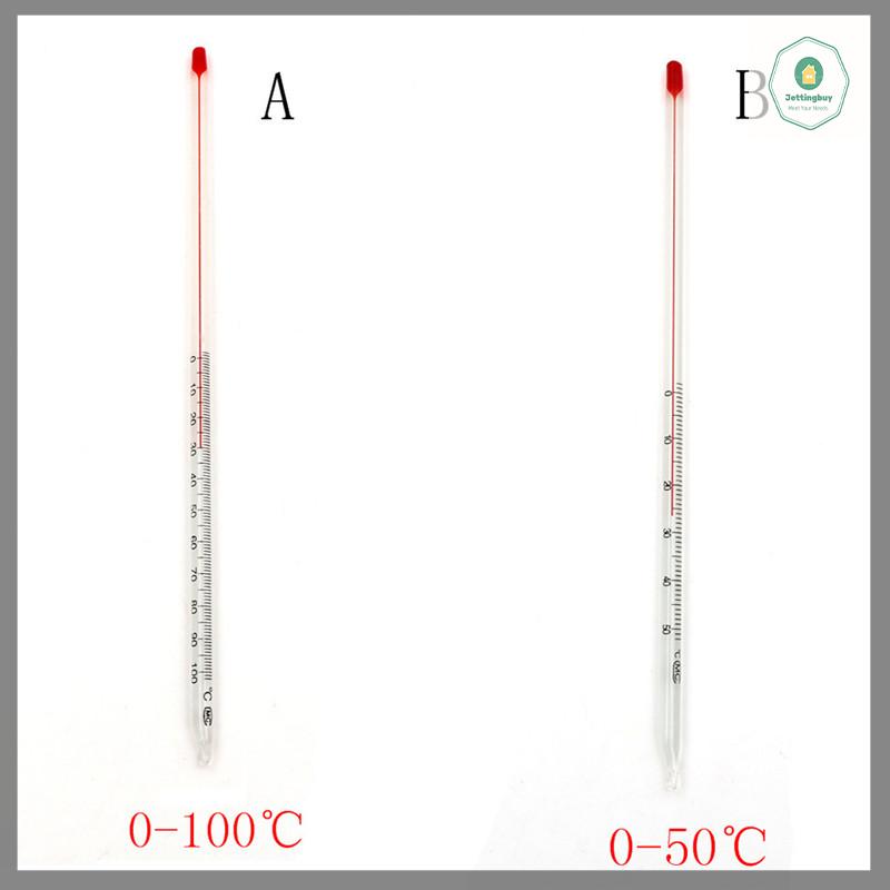 【Jettingbuy】 🔥🔥🔥 Hot Sale Nhiệt kế thủy tinh Celsius đồ thủy tinh phòng thí nghiệm 0 độ đến 50/100 độ 200mm