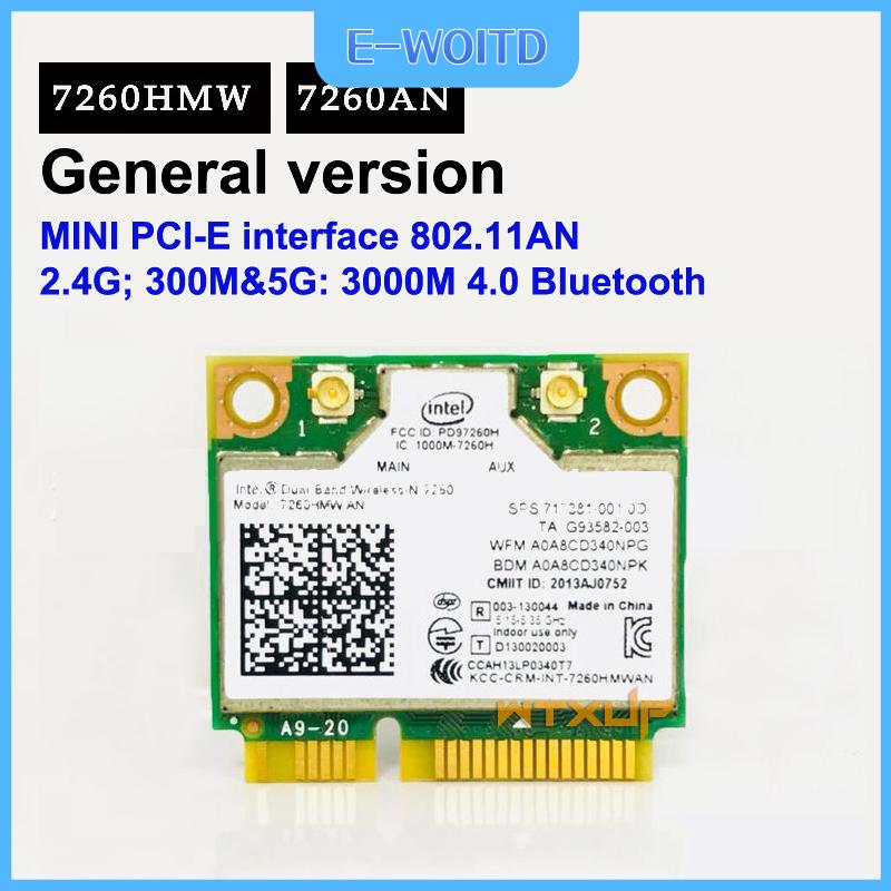 【E-WOITD】 1 chiếc Card mạng không dây Mini PCI‑E băng tần kép 2,4 G 5 GHz AC 7260 7260HMW Bluetooth 4.0 802.11a b g Giá 123,939 Đồng*Miễn phí vận chuyển