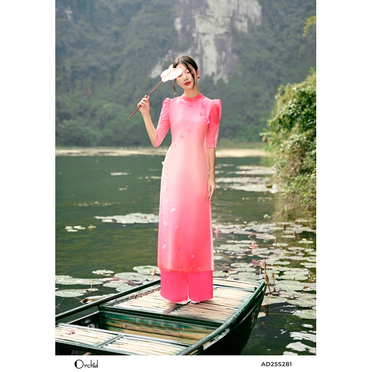 Set áo dài chất tơ cao cấp thiết kế truyền thống Orchid - AD25S281