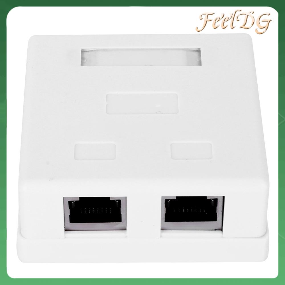 FEELDG 2 cổng Hộp gắn bề RJ45-8P8C. Tấm chắn Cat 5e Bộ chuyển đổi kết nối tường Dễ dàng lắp đặt Trắng Tấm tường mạng Phần mở rộng máy tính để bàn