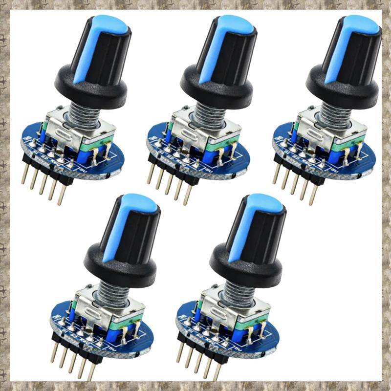 Rotary Encoder Module EC11 5PCS 5V Push Button Switch 360 Degree Rotation for Compatible for DIY Projects with Knob Cap Giá 194,400 Đồng*Miễn phí vận chuyển