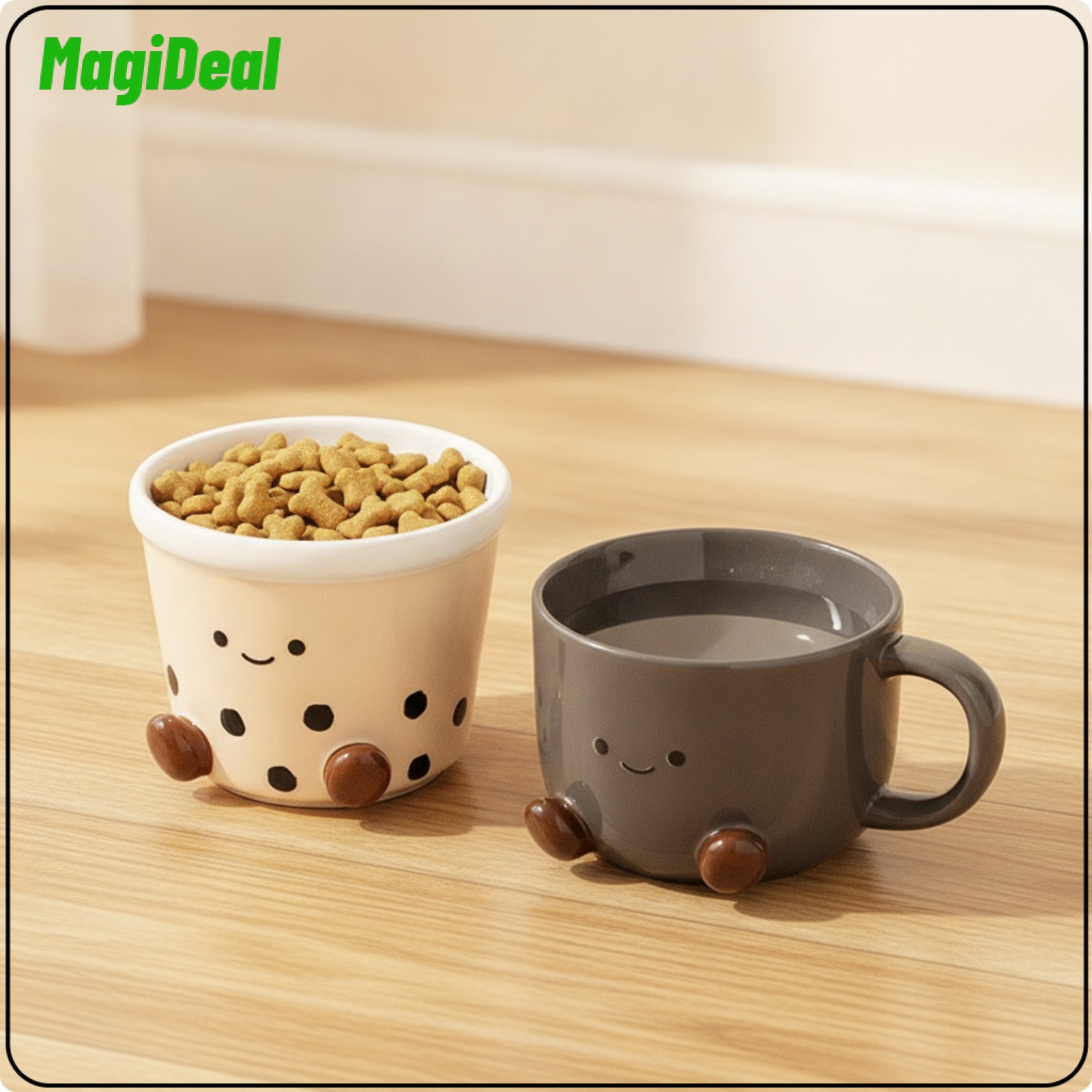 MagiDeal 2 Pieces Cute Ceramic Pet Bowls High Gloss Footed Cat Bowls Stable Stoneware Bowl Non Slip for Cats, Indoor Feeding ราคา 3,226 บาท*ส่งฟรี