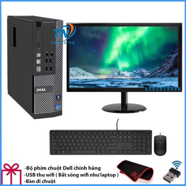 Bộ Máy Tính Để Bàn, Bộ Máy Tính Văn Phòng DELL i7 2600 Ram 8GB SSD 240GB và Màn Hình Máy Tính 19 inch. Tặng Kèm Bàn Phím, Chuột DELL Chính Hãng, Usb Wifi Và Bàn Di Chuột.Hàng Nhập Khẩu - Bảo Hành 12 Tháng