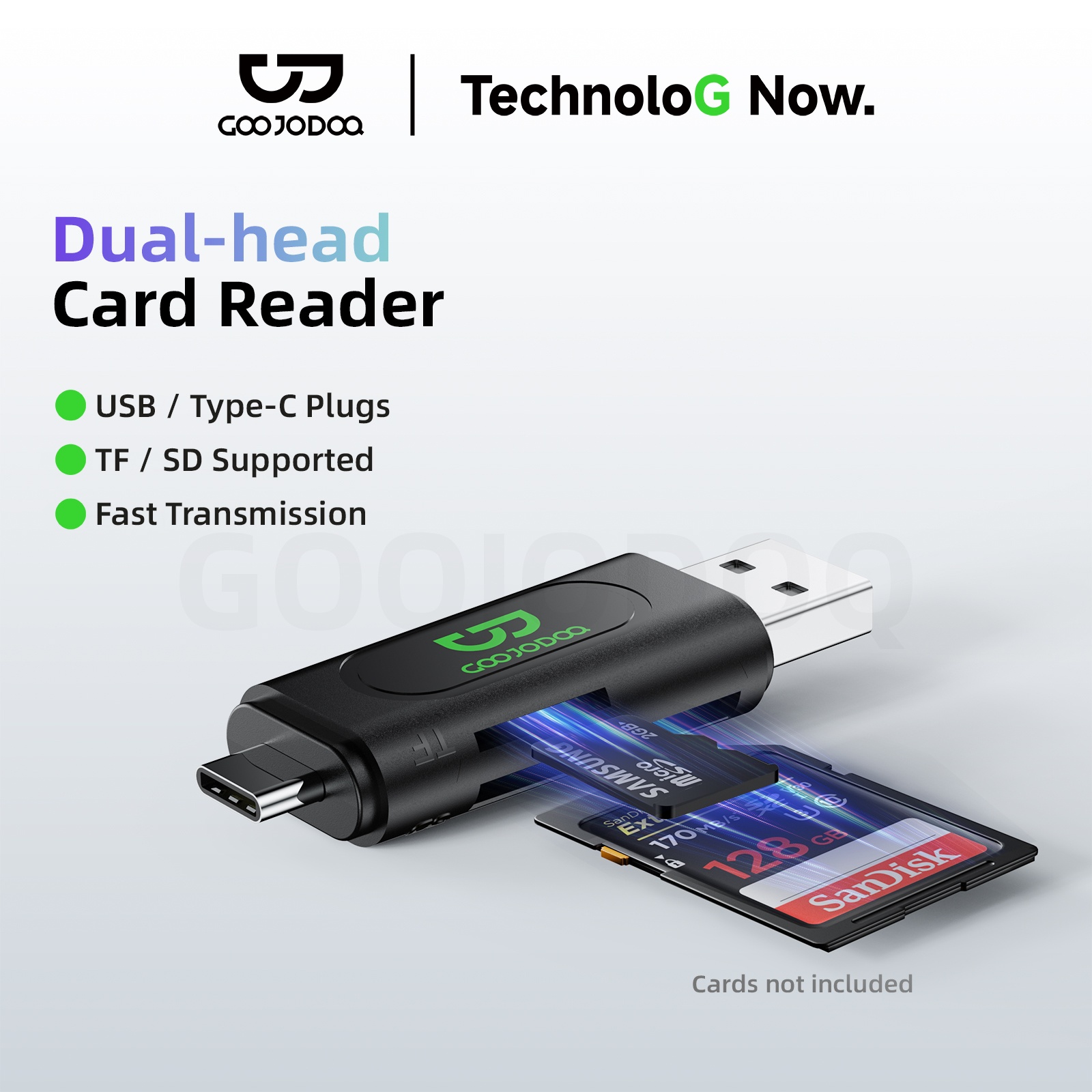 Đầu đọc thẻ nhớ TF/SD GOOJODOQ, cổng USB C, tốc độ 480Mbps, tương thích điện thoại Mac--Book