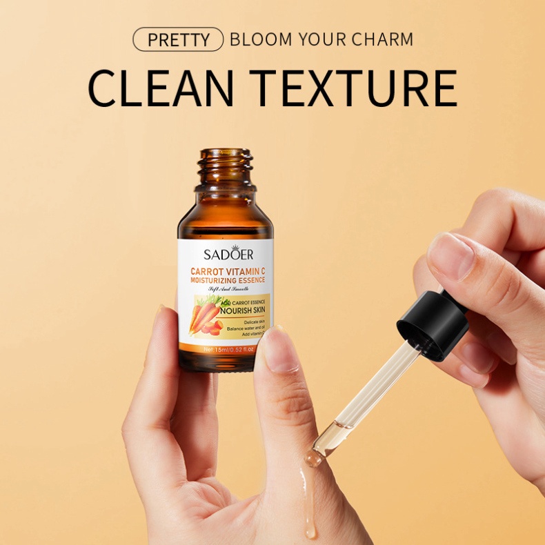 Serum dưỡng trắng da cà rốt sadoer 15ml - trắng mịn, dưỡng ẩm, căng mướt và se khít lỗ chân lông