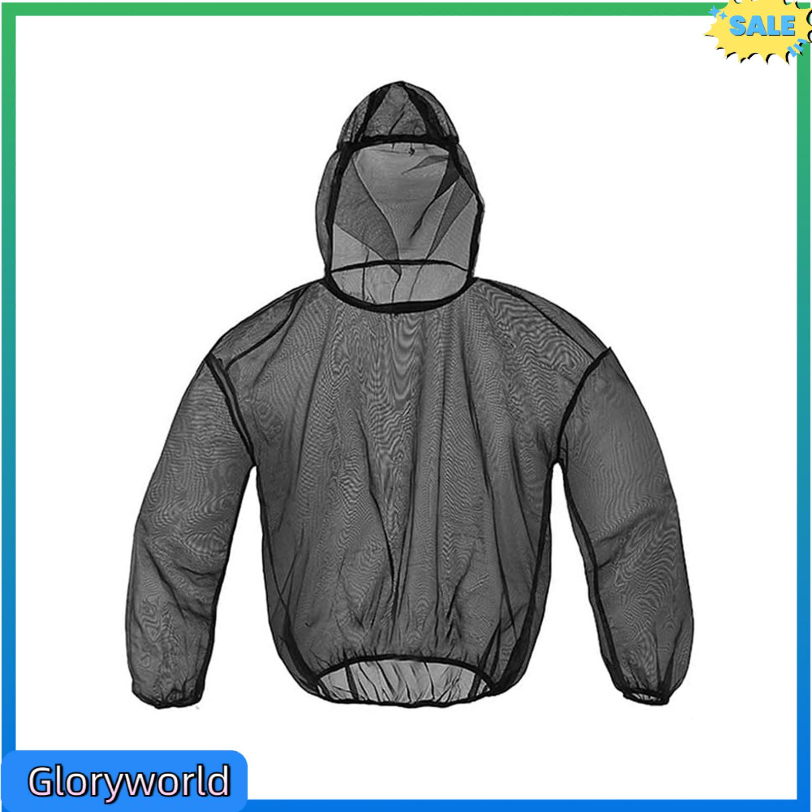 Gloryworld Mosquito-proof Clothing Elastic Waist and Cuffs Mosquito Suit Ultra-fine Mesh Mosquito-proof Hooded Top for Fishing Hiking Stay Protected in Style