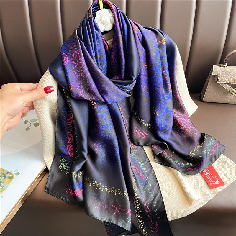 90*180Cm Thời Trang Lụa khăn quàng vuông in thời trang Khăn In khăn choàng chống nắng Thoáng Khí Áo Choàng Hijab Turban Khăn Choàng WJ18090-02