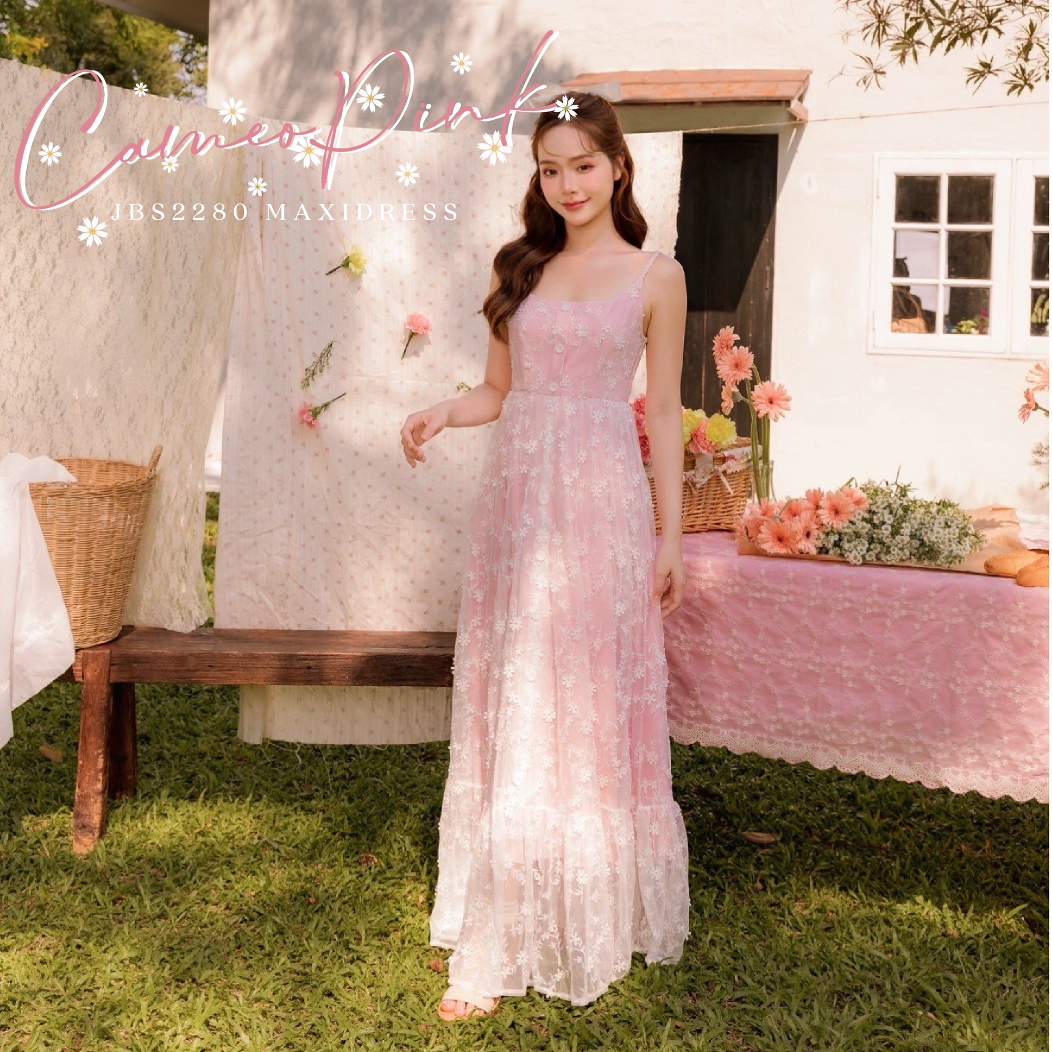 #JBS2280 Cameo Pink Maxidress ราคา 1,090 บาท*ส่งฟรี