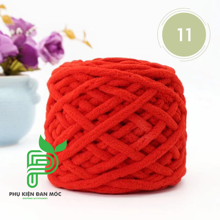 Len nhung đũa len bông sữa sợi to mềm mịn cỡ sợi 6mm cuộn 100g