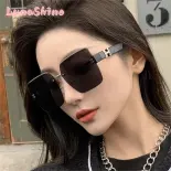 Lunashine  Kính râm gọng lớn thời trang của phụ nữ, kính râm tỉa không khung, kính thời trang và mỏng cao cấp với bảo vệ UV400