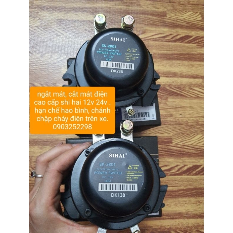 cắt mát, ngắt mát điện cao cấp 12v 24v cho ô tô, máy công trình si hai 100A
