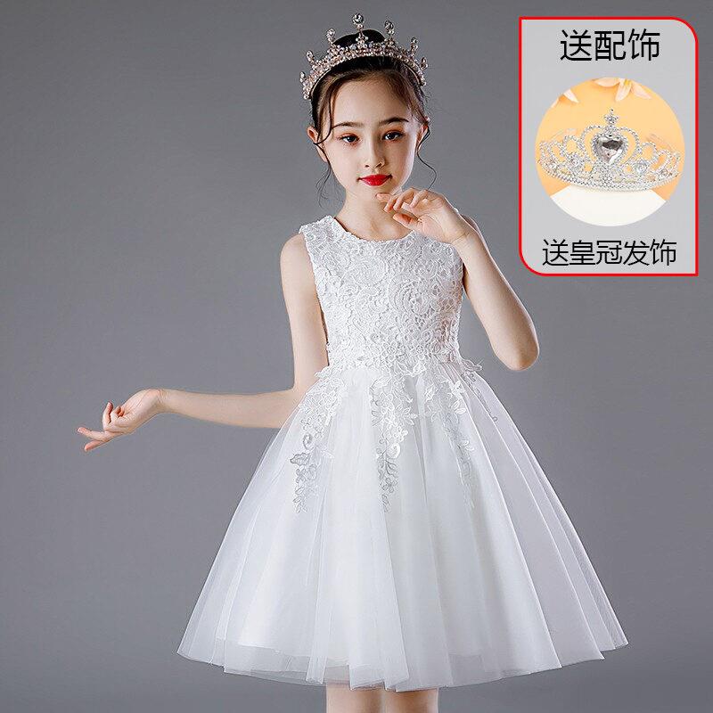 Princess Dress For Girls New White Summer Dress 2025 Pleated Chiffon Dress For Kids Casual Style Sleeveless Dress For Girls✆ - 2