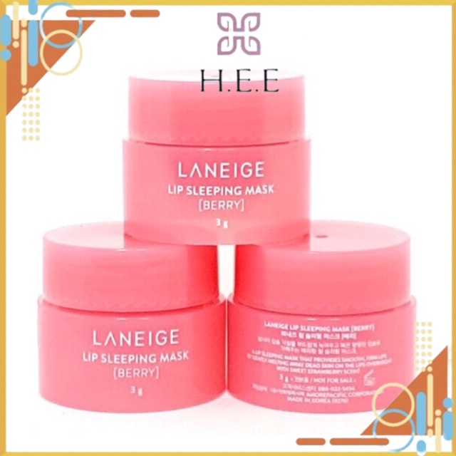 Mặt Nạ Ngủ Môi Laneige Mini Hương Quả Mọng 3g Lip Sleeping Mask giúp các dưỡng chất ngấm sâu và giữ cho đôi môi mềm mịn suốt đêm làm cho đôi môi cảm giác mịn màng và đàn hồi - H.E.E COSMETIC