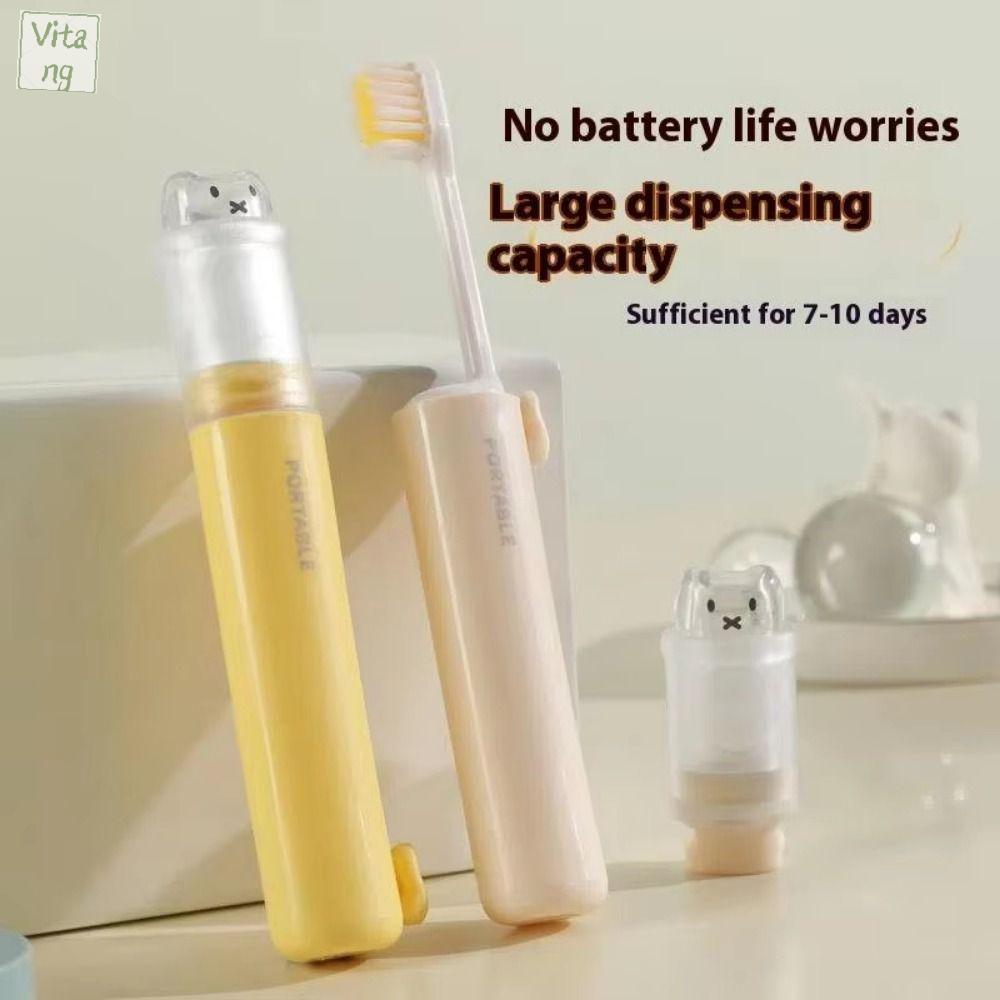 VITANG 2Pcs Có thể gập lại Bàn chải đánh răng du lịch 2 trong 1 Lông mềm với hộp kem đánh răng Bộ bàn chải đánh răng mini và kem đánh răng Sáng tạo Tiện lợi Máy phân phối kem đánh răng di động Ngoài trời