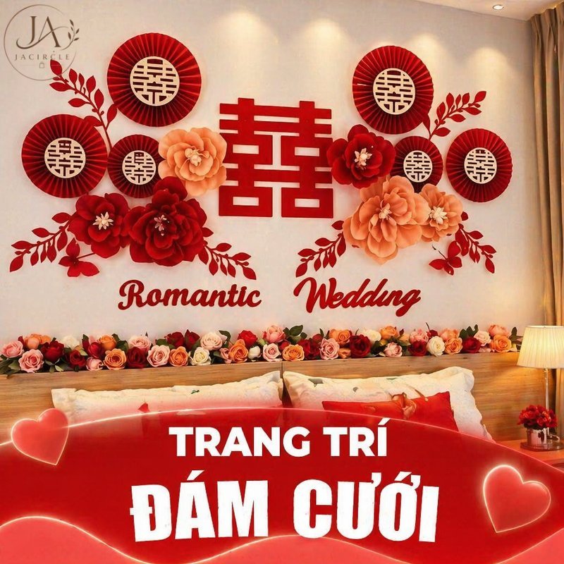 JACIRCLE Bộ trang trí tiệc cưới phông nền cưới backdrop sang trọng tông màu trắng phụ kiện chụp ảnh trang trí sảnh