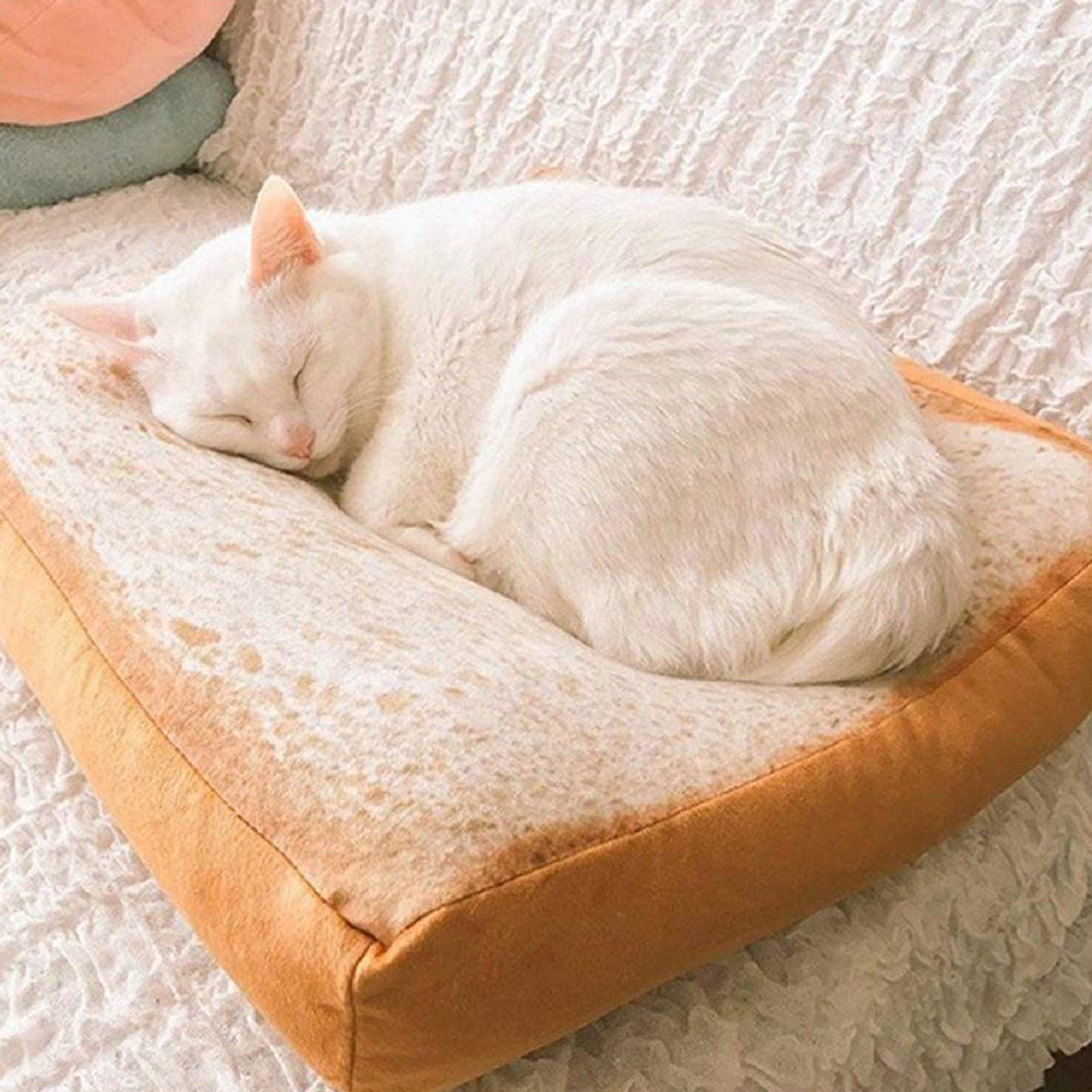 1Pc Unique เบาะรองรถยนต์สำหรับสัตว์เลี้ยง Toast รูปร่างที่นอนทำความสะอาดได้ Soft Warm แผ่นรองนอนเสื่อเตียงพรมสำหรับแมวสุนัขลูกสุนัขลูกแมว